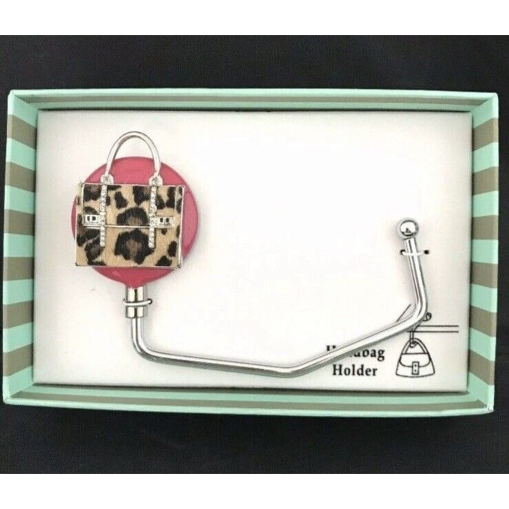 Spring Street Handbag Purse Holder Animal Print Crystals New Box Great GIFT